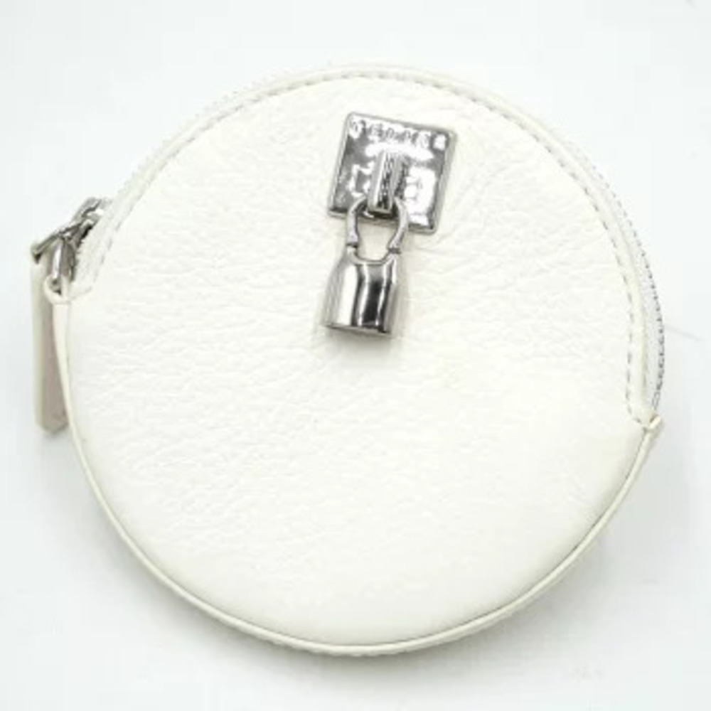 Celine Round Coin Wallet Leather Padlock Motif White